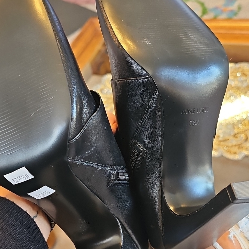 Nine West Black Heeled Boots with Pin Accent - Picture 7 of 7